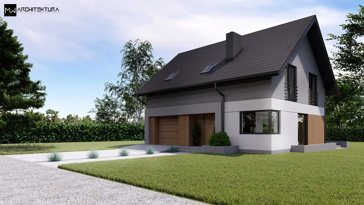 Dom jednorodzinny z garażem — Nowy Sącz, projekt pracowni MW Architektura