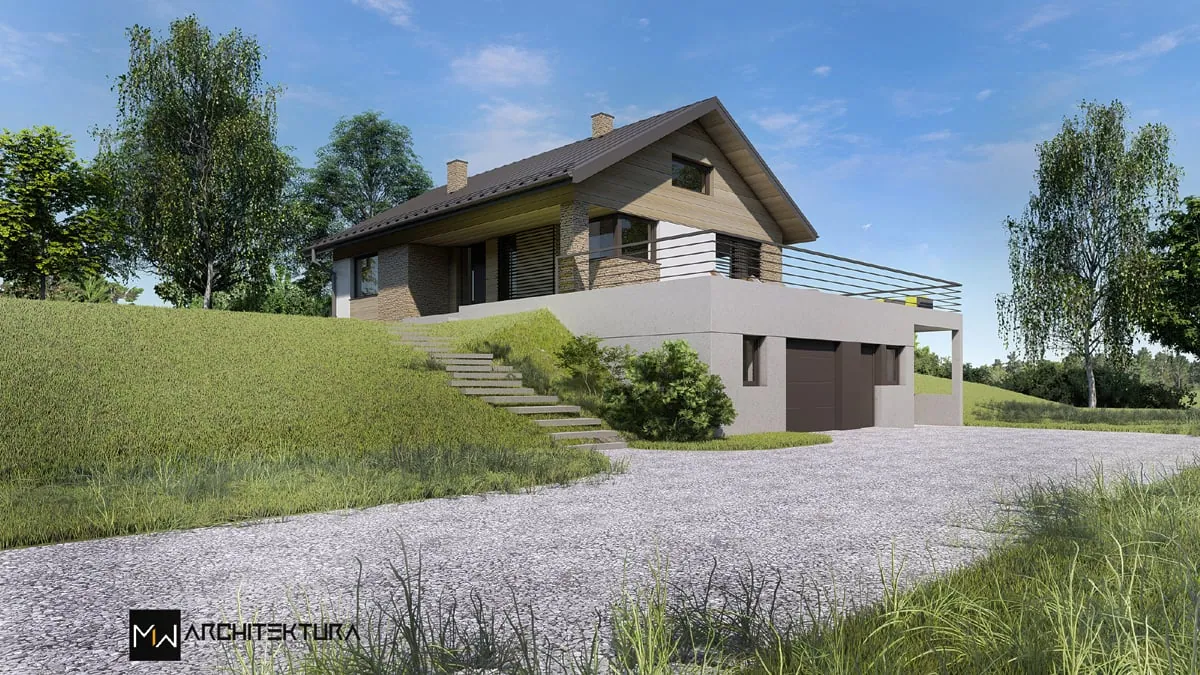 Dom z warsztatem – Poręba Mała — Nowy Sącz, Poręba Mała, projekt pracowni MW Architektura