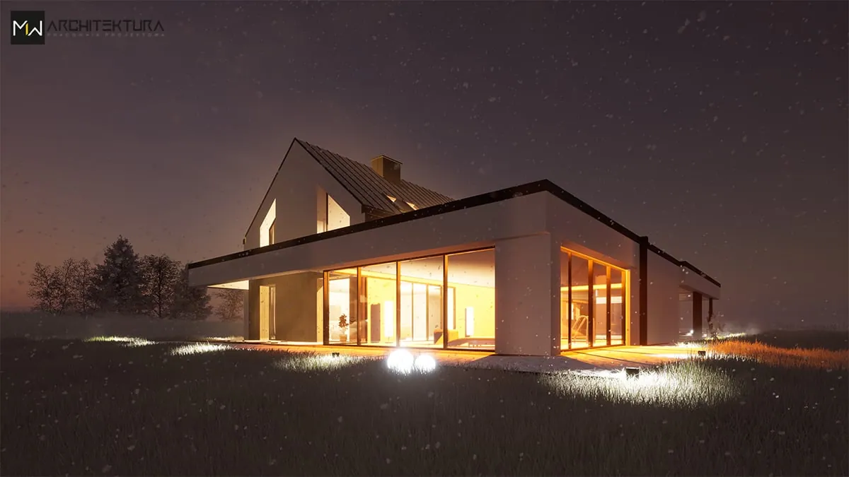 Dom jednorodzinny z basenem — Wielogłowy, gmina Chełmiec, projekt pracowni MW Architektura