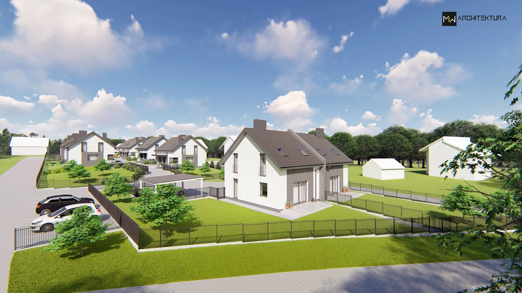 Osiedle 12 domów – ul. Kręta — Nowy Sącz, ul. Kręta, projekt pracowni MW Architektura