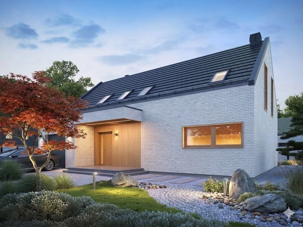 Dom z elewacją z klinkieru – Piaski-Drużków — Piaski-Drużków, projekt pracowni MW Architektura