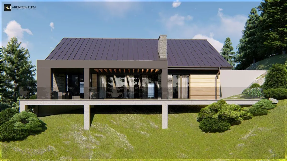 Dom nad stromą skarpą – Tabaszowa — Tabaszowa nad Jeziorem Rożnowskim, projekt pracowni MW Architektura