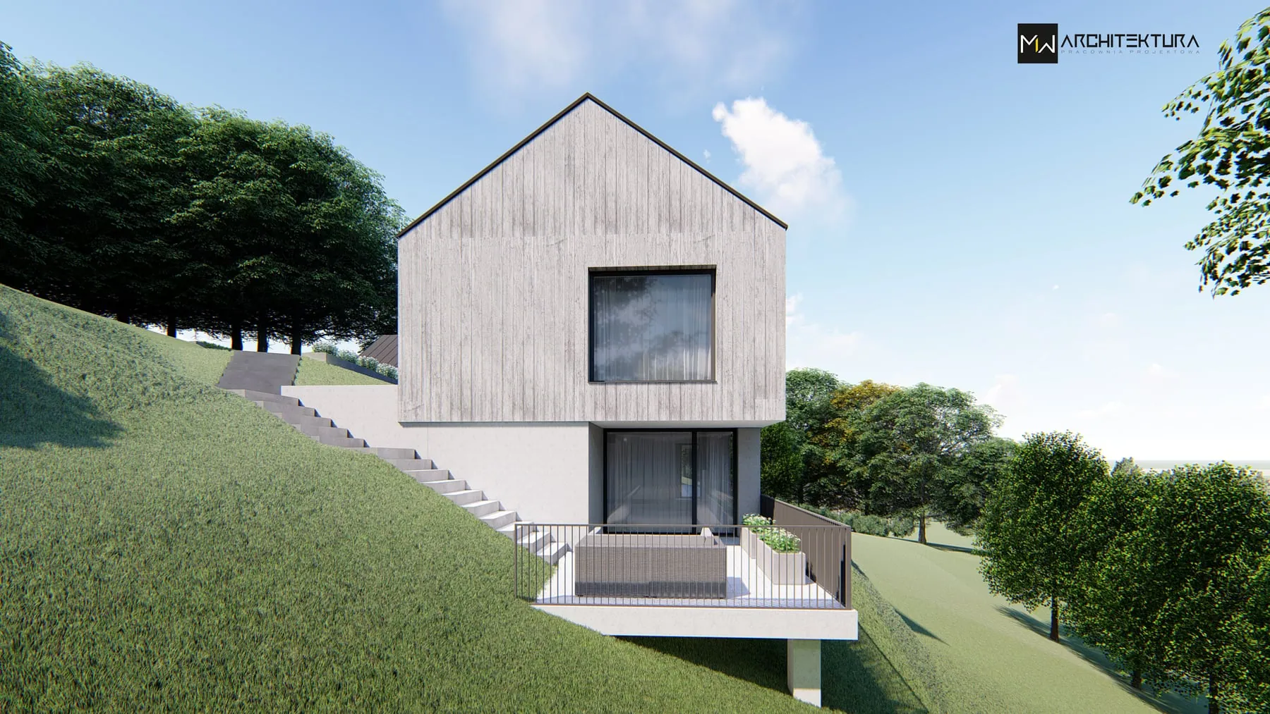 Dom z odwróconym układem – Zarzecze — Zarzecze, Pasmo Radziejowej, projekt pracowni MW Architektura
