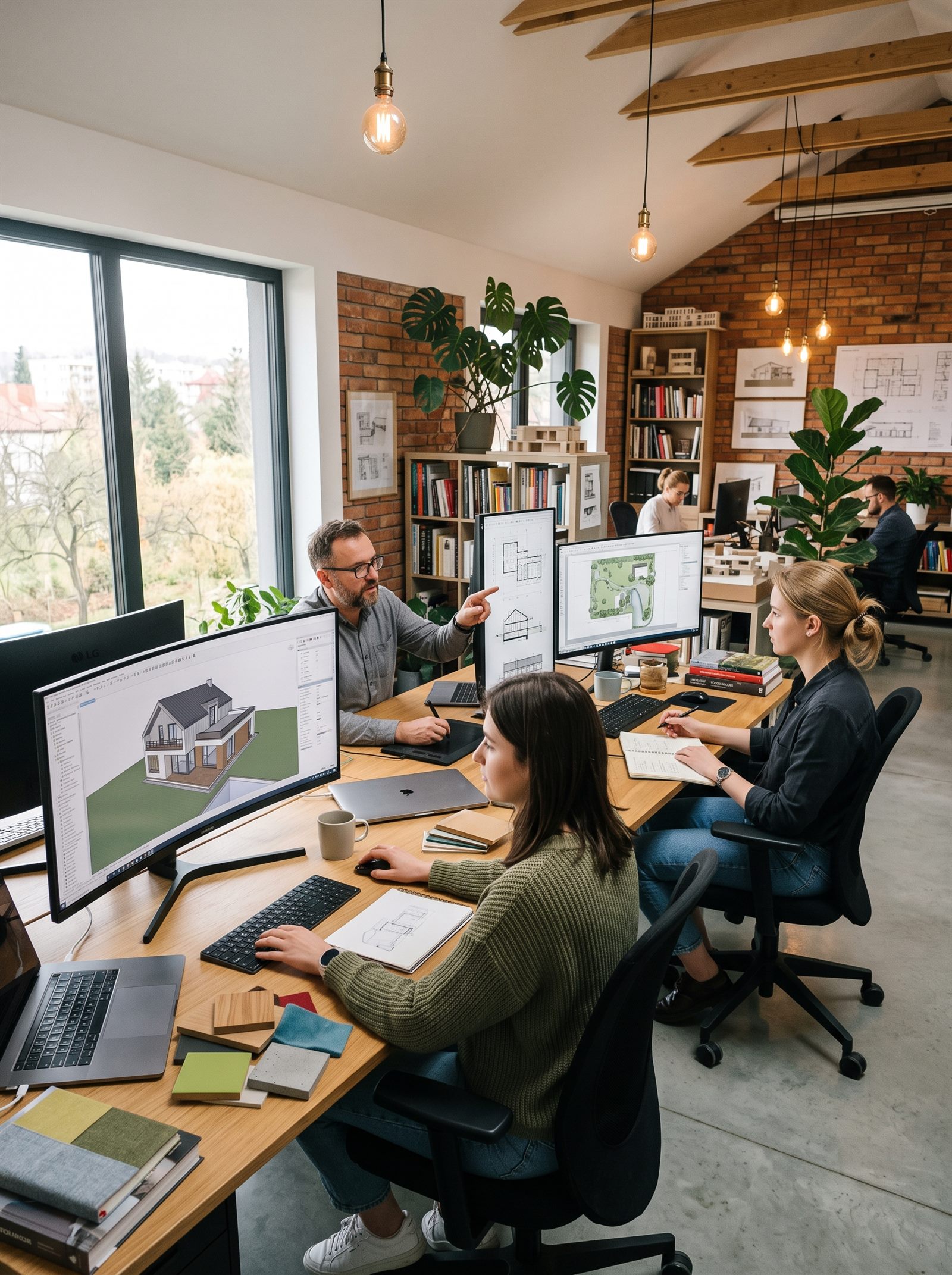 Zespół pracowni MW Architektura przy pracy nad projektami