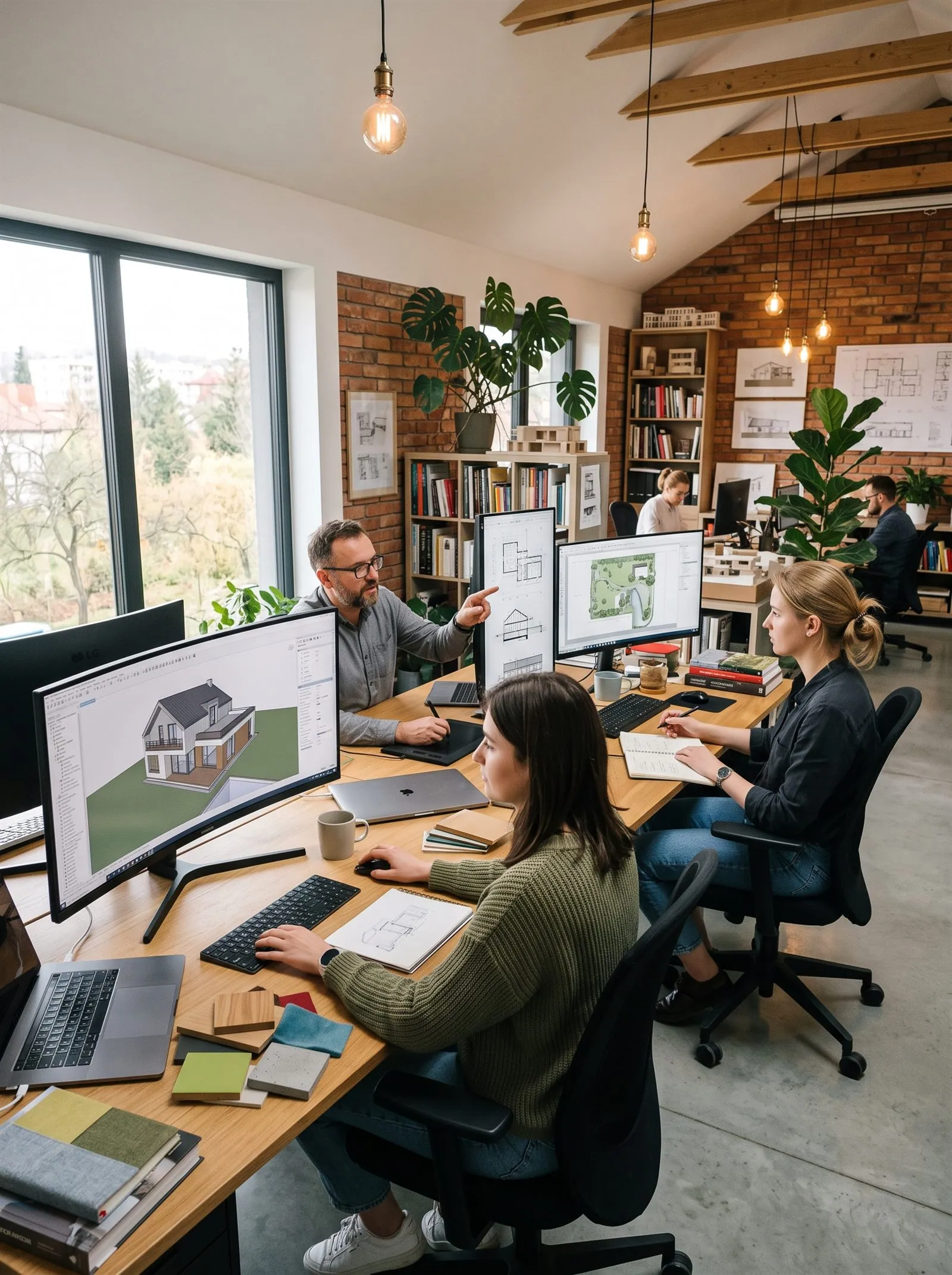 Zespół pracowni MW Architektura przy pracy nad projektami